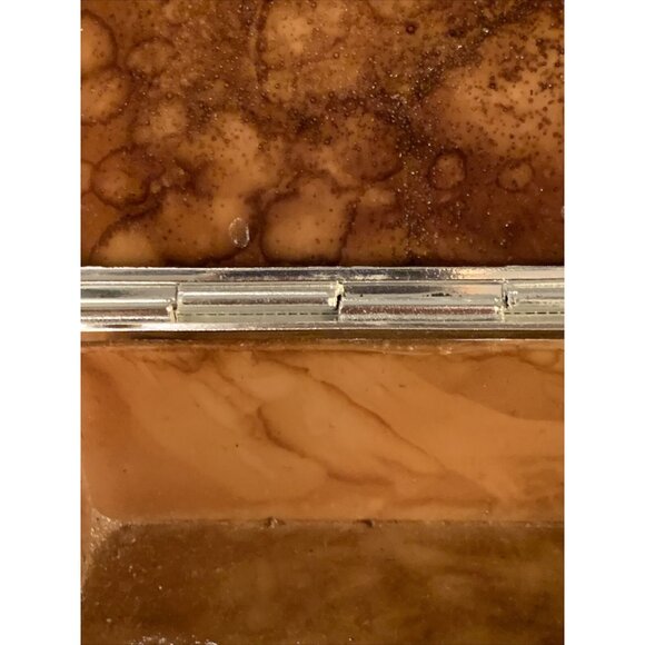 Vintage Italian Marble Tortoiseshell Look Hinged Box Silver-Tone Trim Jewelry Tr - Picture 8 of 16